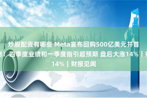 炒股配资有哪些 Meta宣布回购500亿美元并首次发股息！四季度业绩和一季度指引超预期 盘后大涨14%｜财报见闻